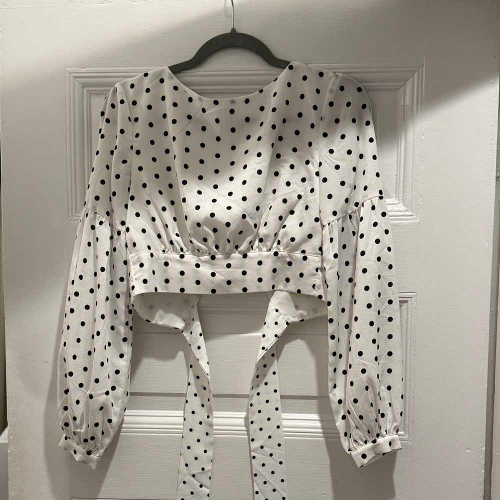 Superdown Black and White Polka Dot Blouse